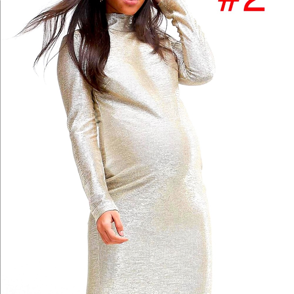 Maternity Metallic Gold dress